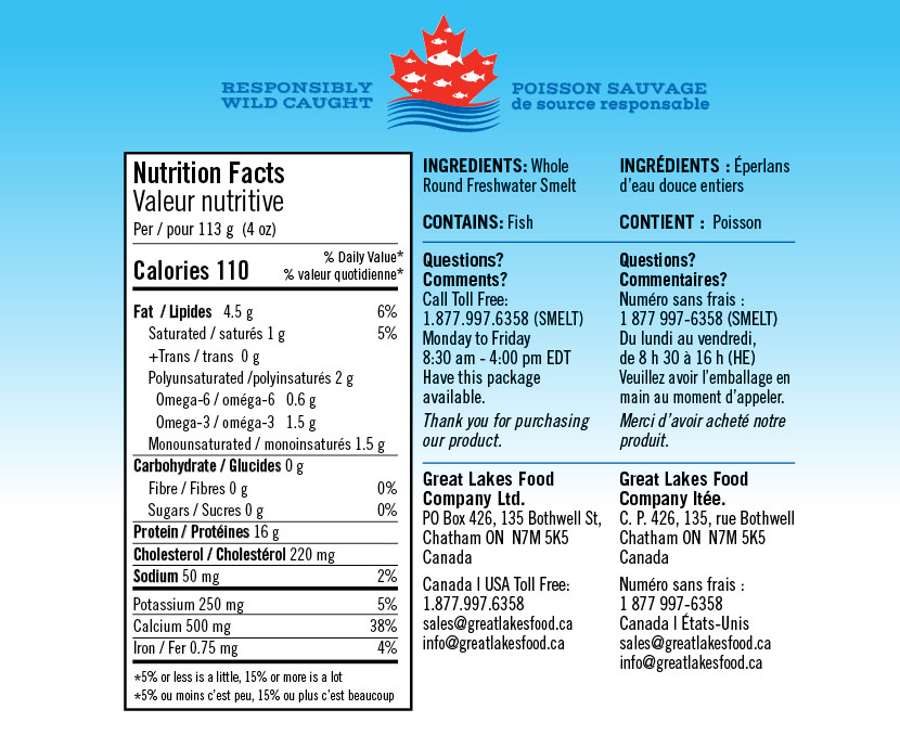 Nutritional Facts for Whole Smelt